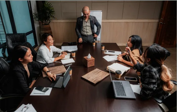 A planning meeting at a conference table